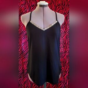 Hot Kiss Y2k Tribal Ethnic Ribbon Trim Cami Tank Top M boho early 2000s strappy